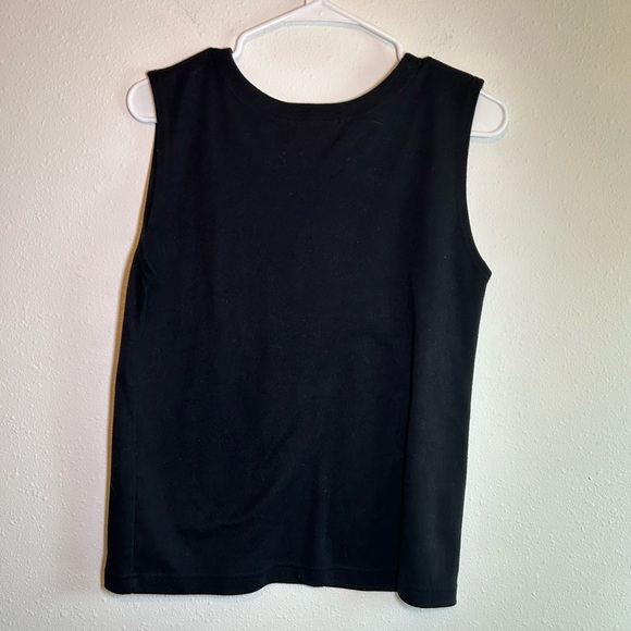 Vintage Y2K Black Sleeveless Top Rhinestones Sz L Knit 90s Bedazzled Balletcore - Picture 4 of 5